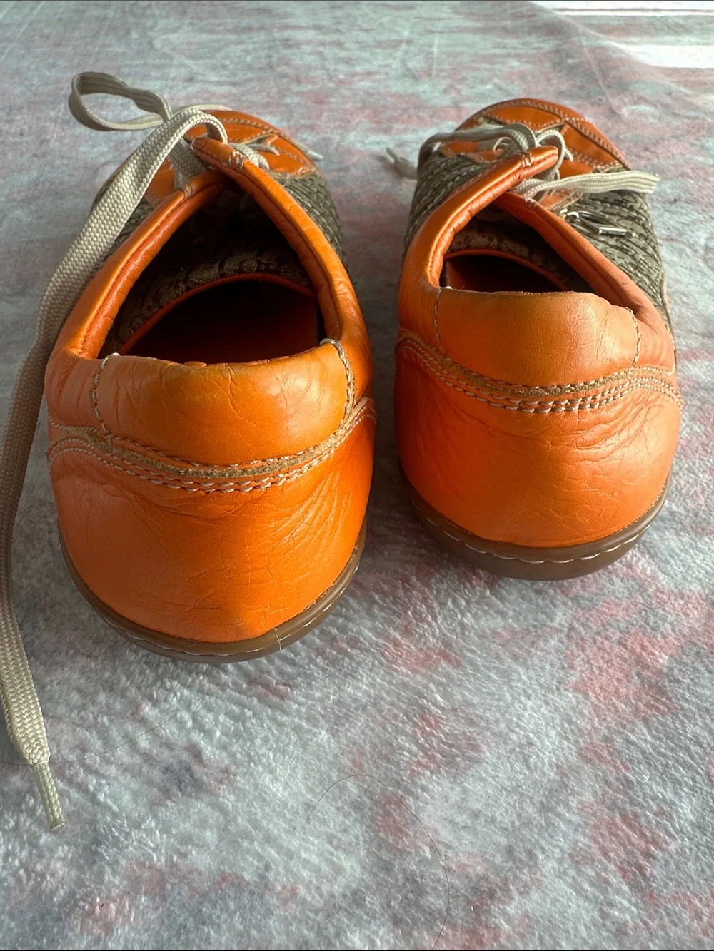 DIOR Orange Women's Leather and Canvas Lace-Up Sneakers